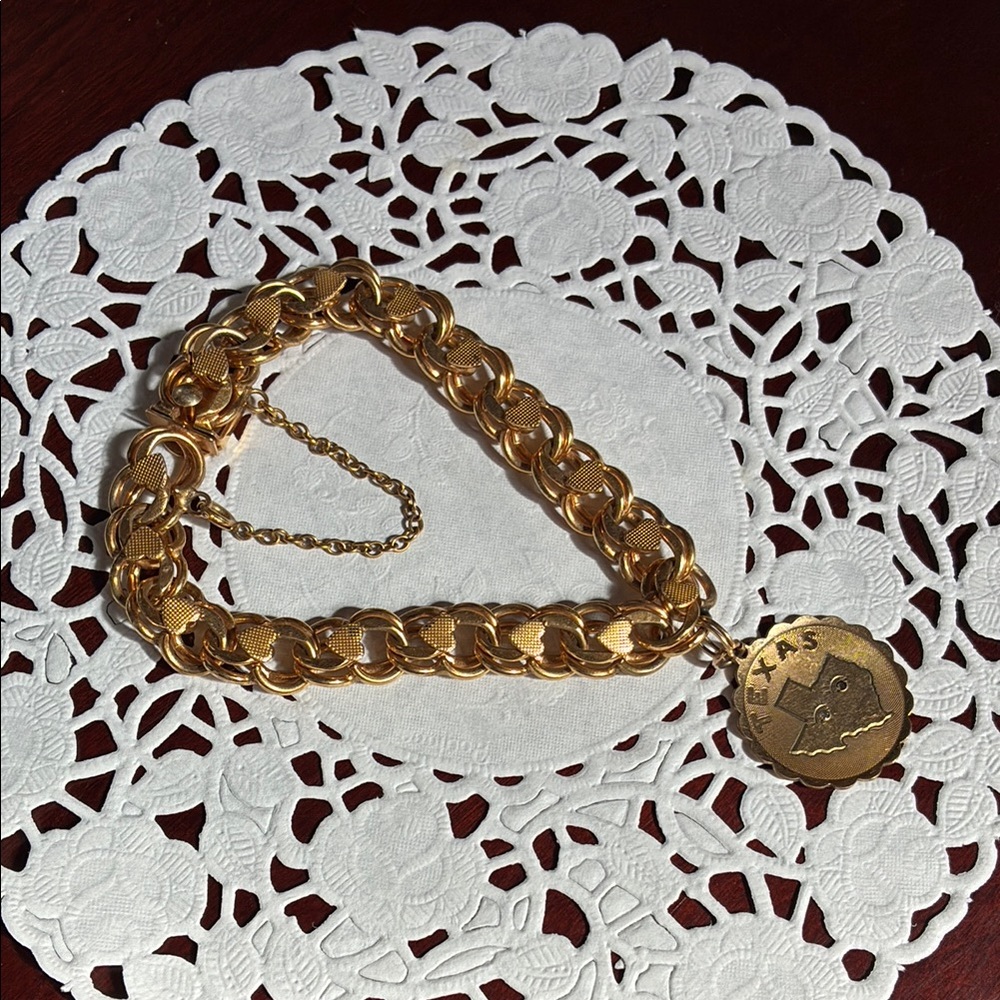 Gold Bracelet with Texas Pendant